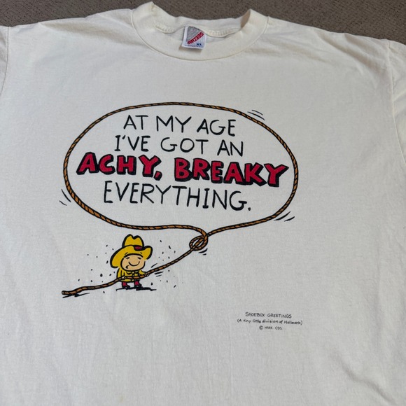 Jerzees Other - Vintage 1990s Achy Breaky Everything Shoebox Greetings Hallmark T-Shirt XL White